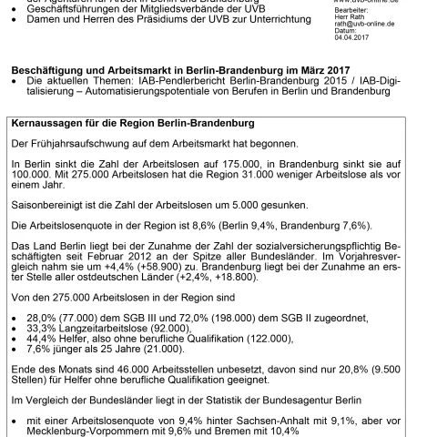 Arbeitsmarktbericht März 2017
