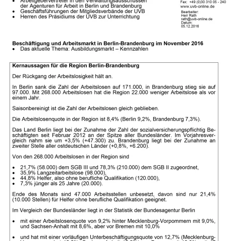 Arbeitsmarktbericht Berlin-Brandenburg