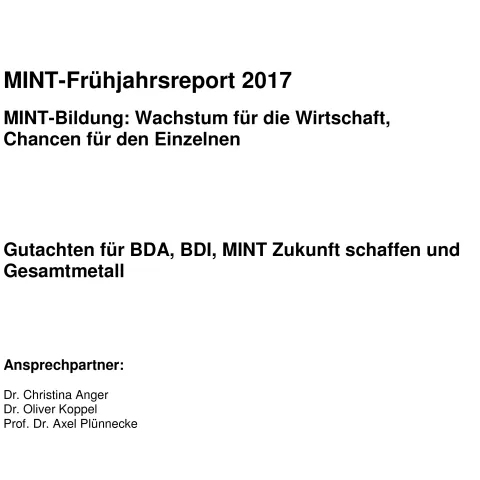 Gutachten zum MINT-Frühjahrsreport 2017